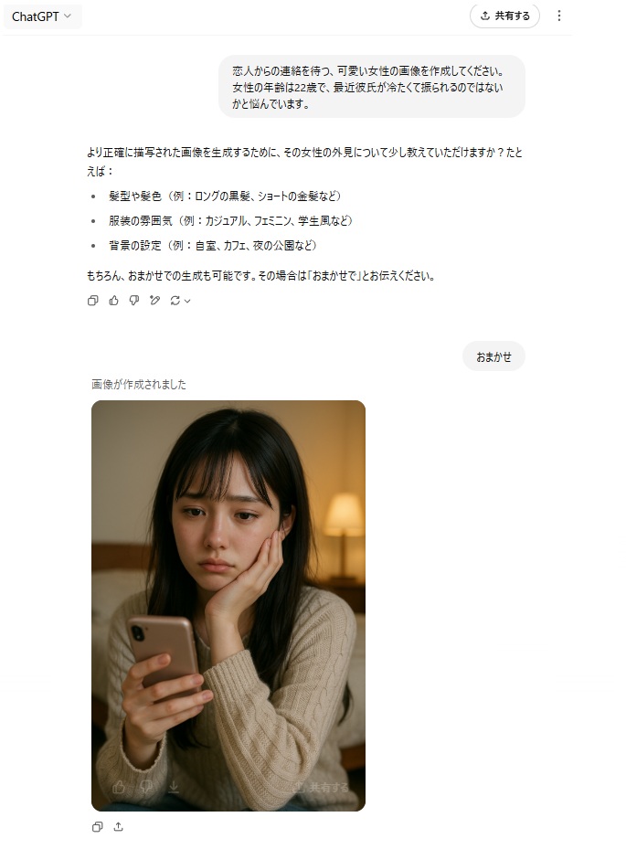 人物の画像生成の結果（ChatGPT4）
