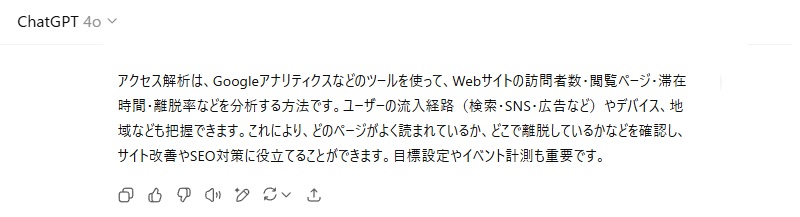ChatGPT4oの考えるアクセス解析200文字